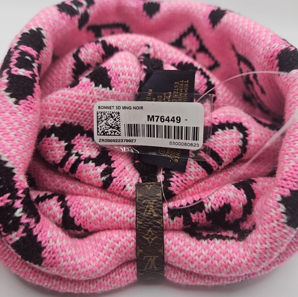 Louis Vuitton Pink Black Wool 3D Monogram Beanie NWT - Picture 10 of 17